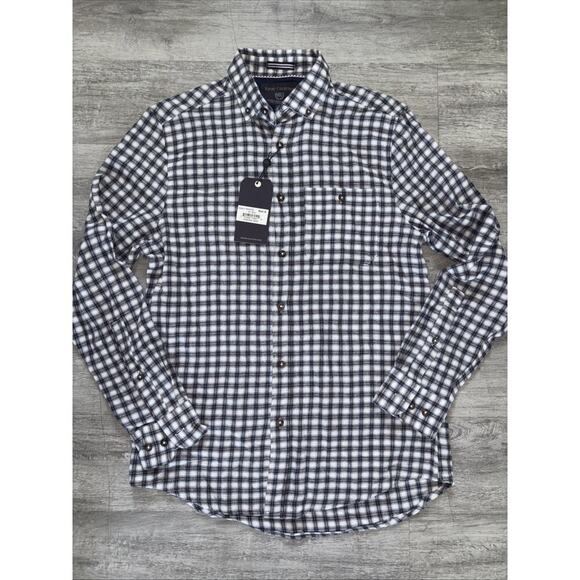 Report Collection Button Up Shirt Mens Small Blue Plaid NWT - Picture 1 of 9